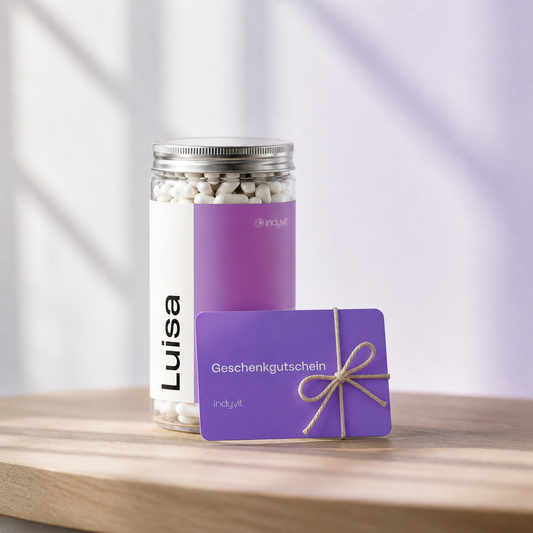 indyvit Geschenkgutschein – personalisierte Vitamine verschenken